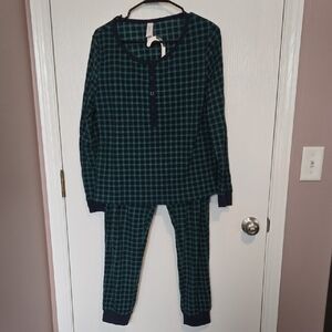 AUDEN | Green & Blue Plaid Waffle Knit Pajama Set